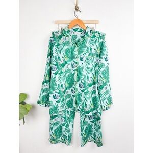 The Mahogany Store Green Leaf Print Cotton Pajama Set